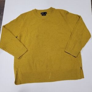 Autograph 100% Cashmere Rib Knit Mustard Yellow Marled Sweater Size 12 L